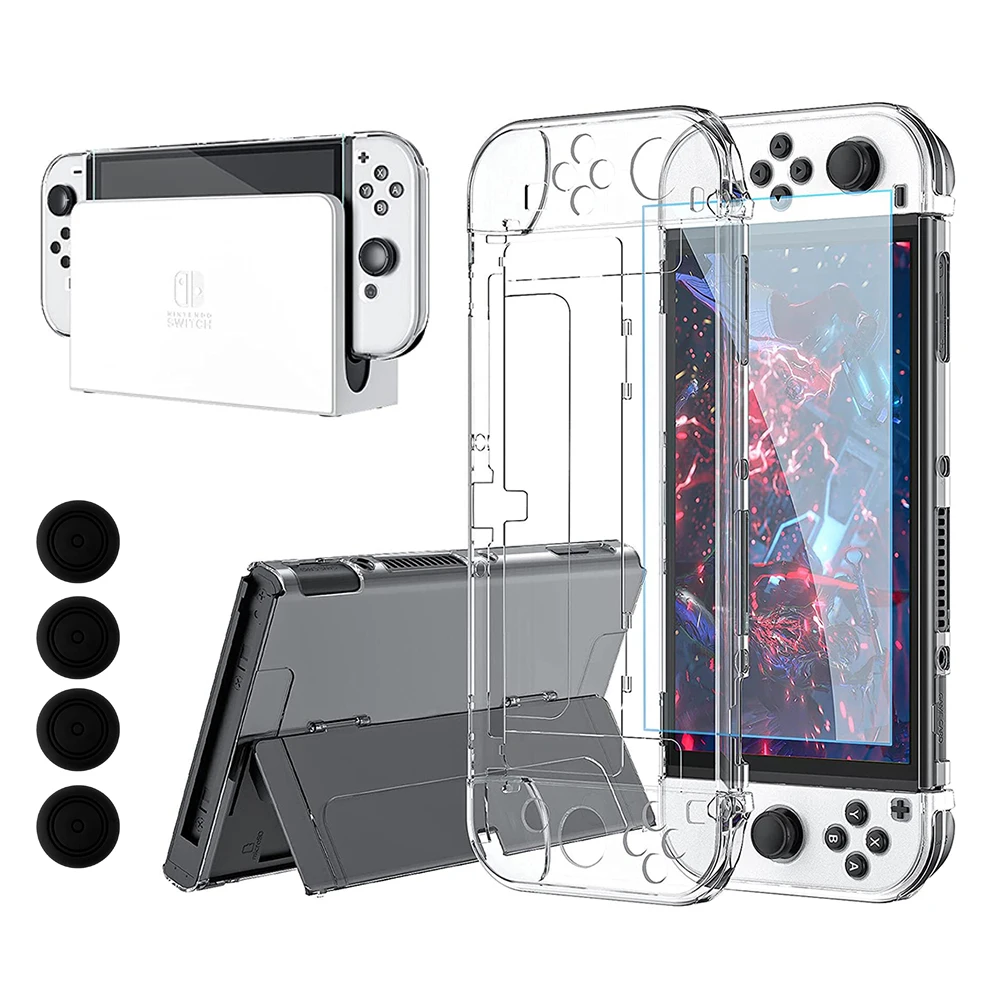 Dockable Case Compatible with Nintendo Switch OLED Protective Cover with HD Tempered Glass Screen Protector and 4pcs Grip Caps
Dockable Case Compatible with Nintendo Switch OLED Protective Cover with HD Tempered Glass Screen Protector and 4pcs Grip Caps