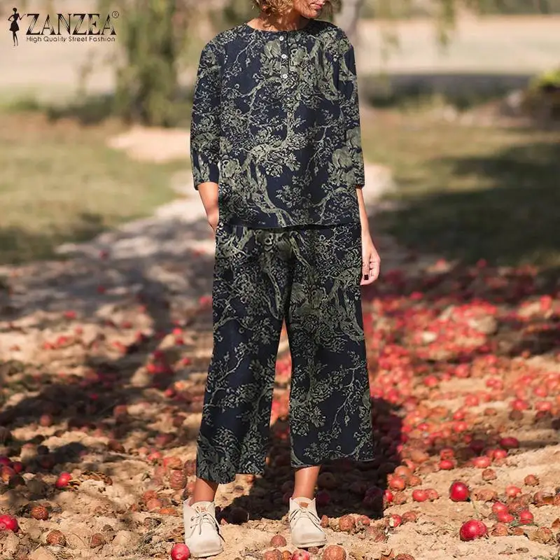 ZANZEA Autumn Women Bohemian Holiday Suit 3/4 Sleeve O-Neck Floral Flowers Blouse Elastic waist Side Pockets Loose Wide Leg Pant
ZANZEA Autumn Women Bohemian Holiday Suit 3/4 Sleeve O-Neck Floral Flowers Blouse Elastic waist Side Pockets Loose Wide Leg Pant