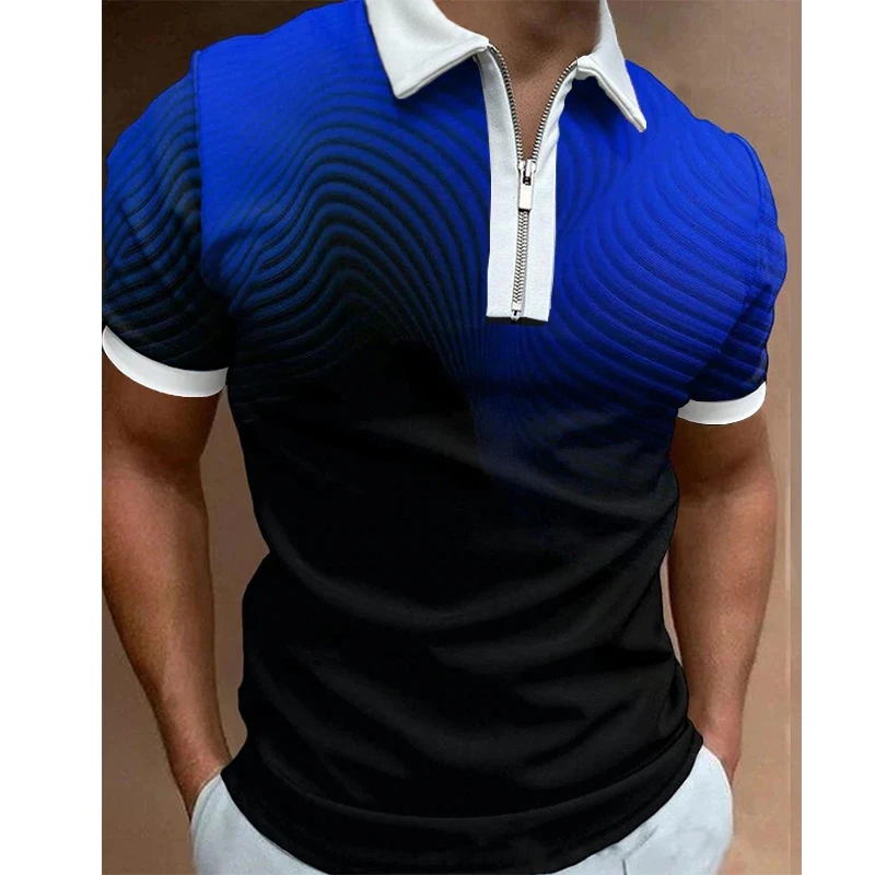 Fashion Men's Clothes Polo Shirts Casual Turn-Down Collar Zipper Golf Designer Stripe Print Short Sleeve Tee Shirt Men Polo Tops
Fashion Men's Clothes Polo Shirts Casual Turn-Down Collar Zipper Golf Designer Stripe Print Short Sleeve Tee Shirt Men Polo Tops