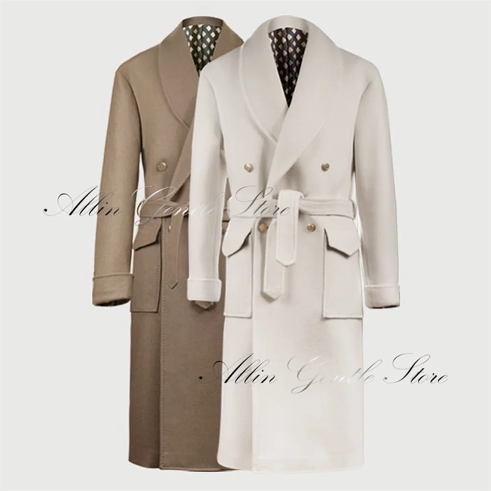 

Men's Coat Double Breasted Elegant Business Long Jacket Autumn Winter Style Gentlemen Warmth Tailor Made Overcoat