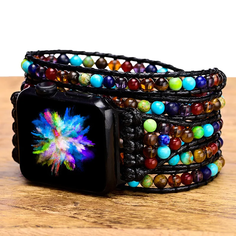 5 Layer Colorful Natural Stone for Apple Watch Strap 38mm/45mm Bohemia Beaded Band Smartwatch Wrist Bracelet for Iwatch Series7
5 Layer Colorful Natural Stone for Apple Watch Strap 38mm/45mm Bohemia Beaded Band Smartwatch Wrist Bracelet for Iwatch Series7