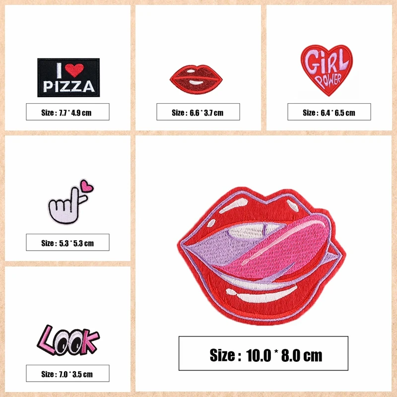 Iron on Patches Red Lips Embroidered Patches Cute Thermoadhesive Patch Backpack Patch Thermal Stickers for Clothes Badges Set
Iron on Patches Red Lips Embroidered Patches Cute Thermoadhesive Patch Backpack Patch Thermal Stickers for Clothes Badges Set