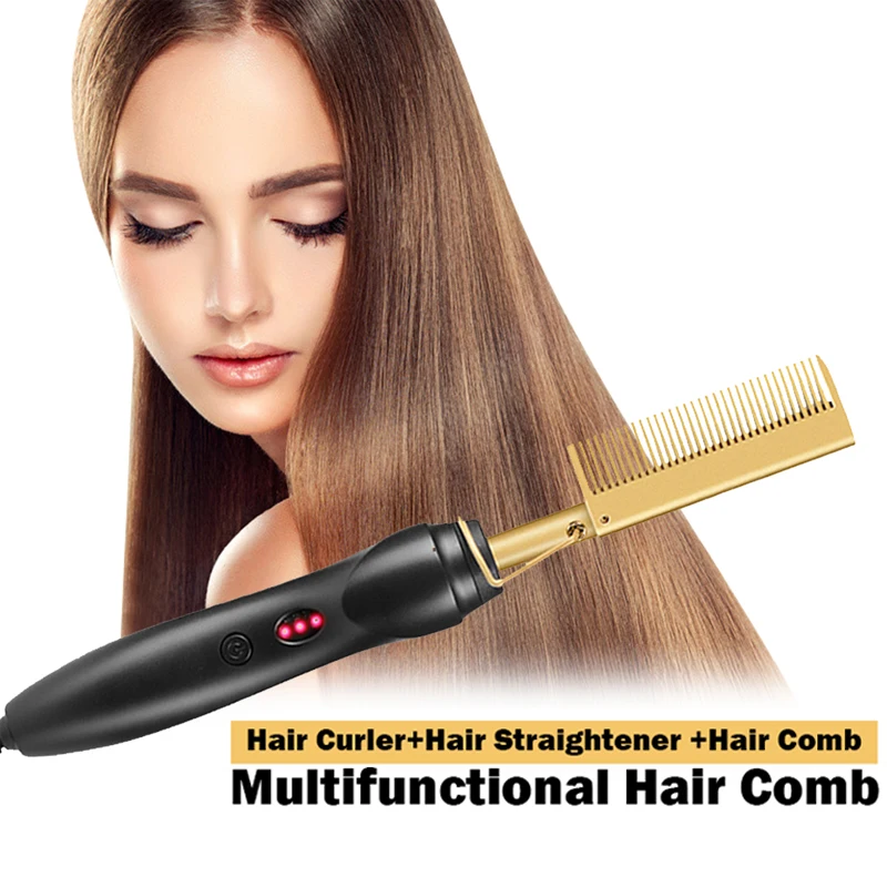 Electric Titanium Alloy Comb Hot Comb Hair Straightener Flat Irons Hair Curling Iron Hair Curler Brush Environmentally Friendly
Electric Titanium Alloy Comb Hot Comb Hair Straightener Flat Irons Hair Curling Iron Hair Curler Brush Environmentally Friendly