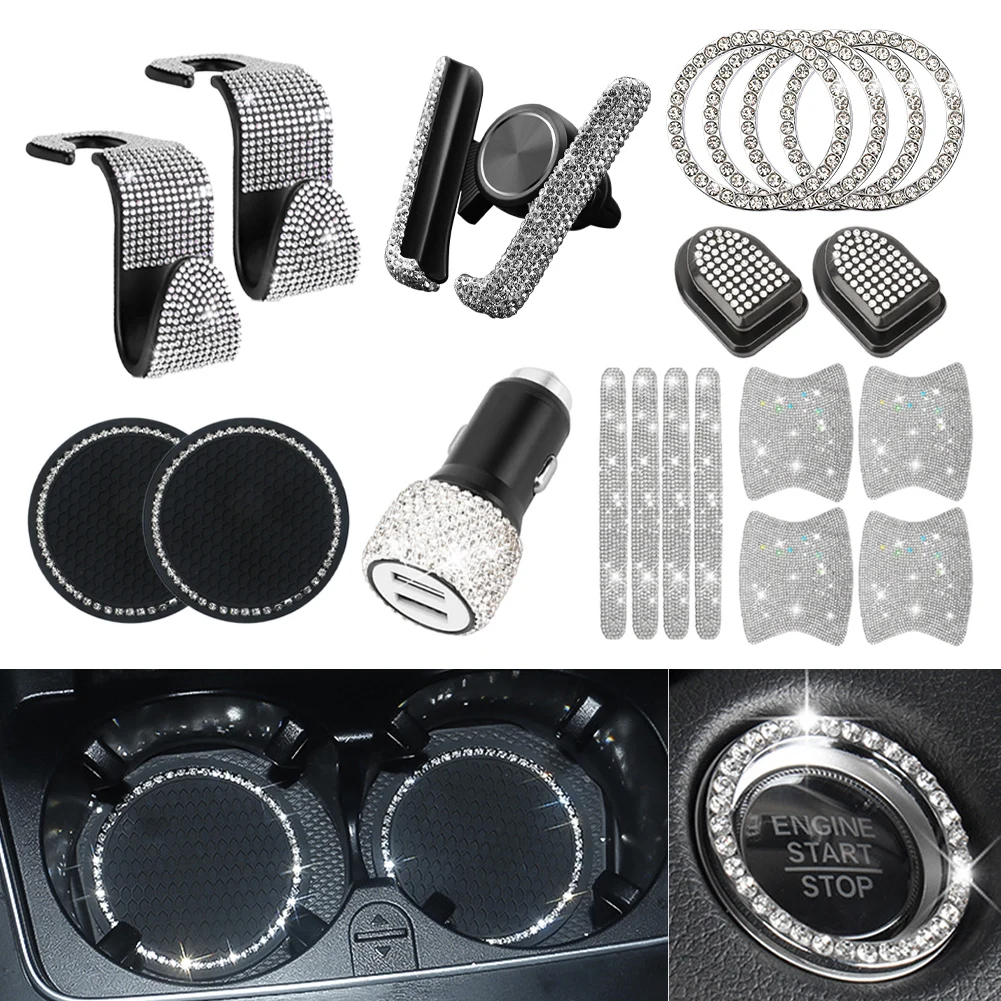 20Pcs Bling Car Interior Accessories for Women Rhinestone Accessories Set Car Phone Holder Car Charger Hook Cup Pad Handle Guard
20Pcs Bling Car Interior Accessories for Women Rhinestone Accessories Set Car Phone Holder Car Charger Hook Cup Pad Handle Guard