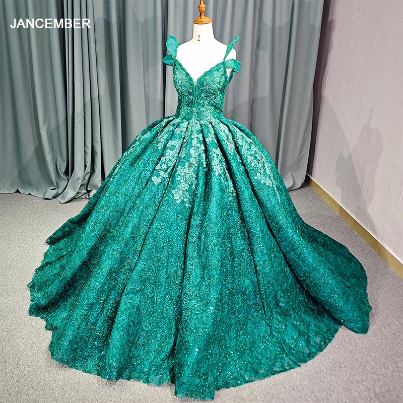 Красивые зеленые платья Quinceanera с V-образным вырезом кружевное платье для дня