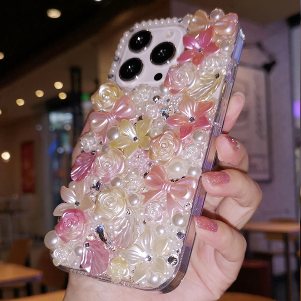 Ins Fashion Bling Luxury Full Pearl Flower Bow Phone Case For iPhone 14 13 12 11Pro Max + Plus Mini 7 8 X XR XS Protector Covers
Ins Fashion Bling Luxury Full Pearl Flower Bow Phone Case For iPhone 14 13 12 11Pro Max + Plus Mini 7 8 X XR XS Protector Covers