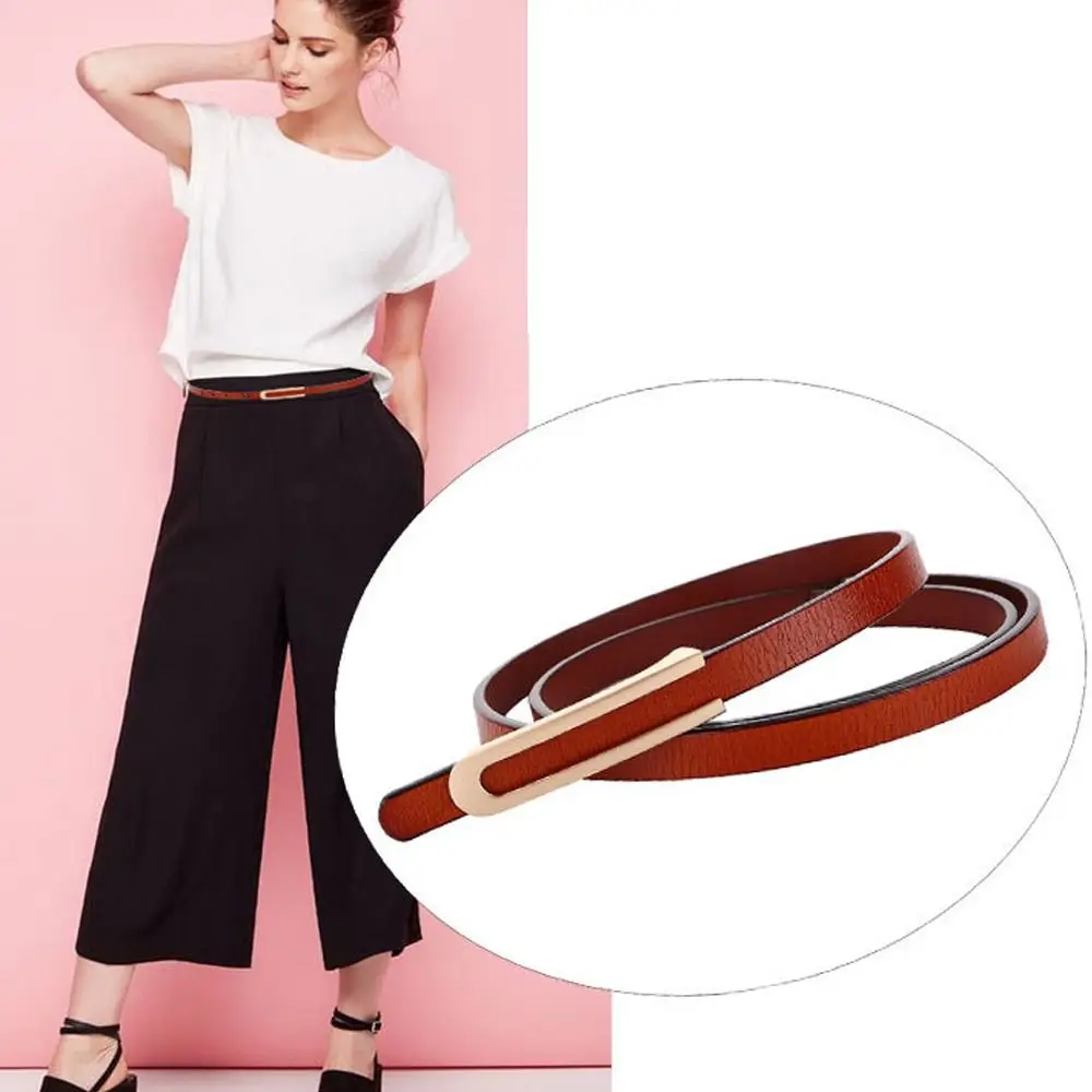 Vintage Luxury Design Casual Thin Waist Strap Genuine Cowskin Leather Belt Metal U Buckle Waistband Trouser Dress Belts
Vintage Luxury Design Casual Thin Waist Strap Genuine Cowskin Leather Belt Metal U Buckle Waistband Trouser Dress Belts