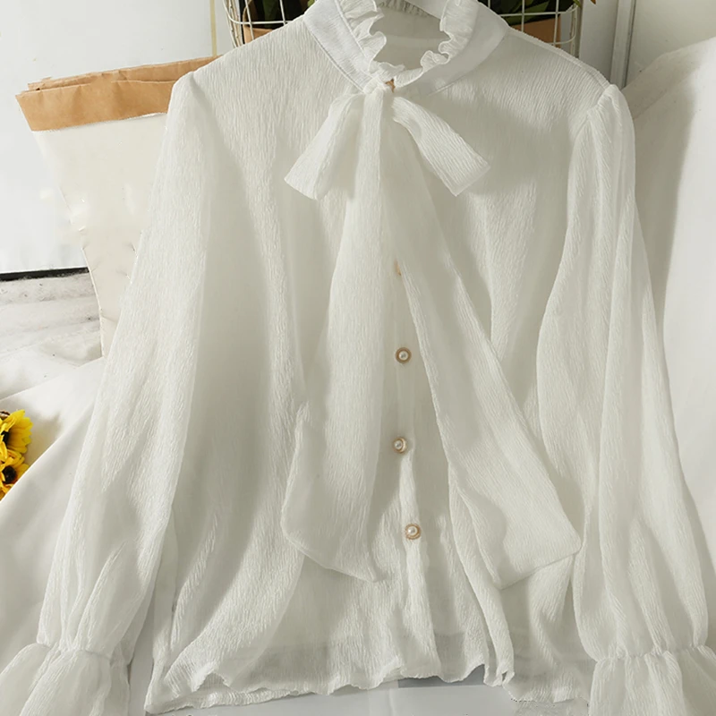 Autumn Women Chiffon Blouse Solid Casusal Loose Long Sleeve Bow Lace-Up Single Breasted Ladies Shirt Blusas Mujer Female
Autumn Women Chiffon Blouse Solid Casusal Loose Long Sleeve Bow Lace-Up Single Breasted Ladies Shirt Blusas Mujer Female