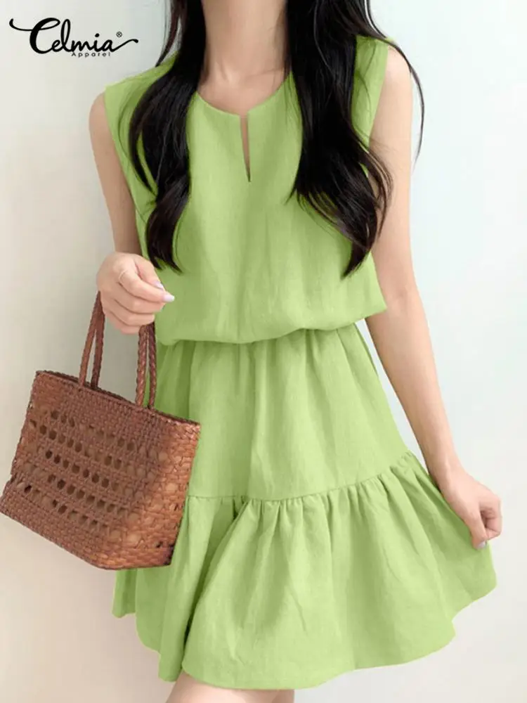 Женское повседневное плиссированное платье без рукавов, милое летнее короткое платье-трапеция с круглым вырезом, мини-сарафан для отдыха
Женское повседневное плиссированное платье без рукавов, милое летнее короткое платье-трапеция с круглым вырезом, мини-сарафан для отдыха