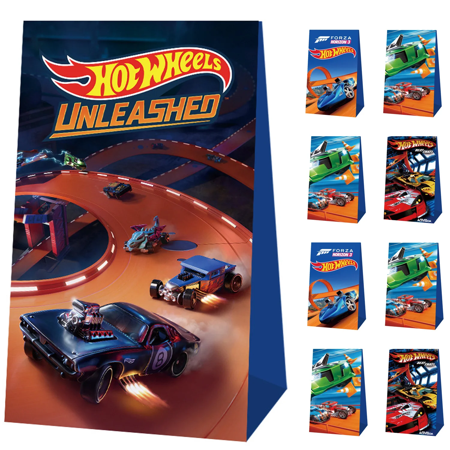

12pcs/Set Hot Wheels Birthday Favors Goodies Bags Race Car Theme Party Treat School Racing Candy Bag Boy Birthday Gifts