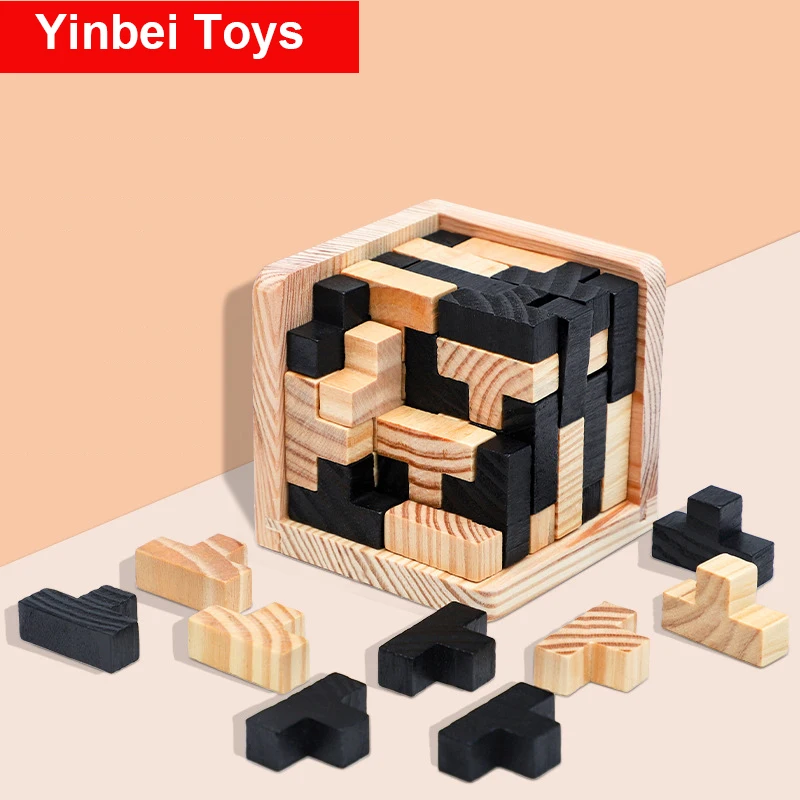 

3D деревянная головоломка для развития навыков, Т-образные кусочки Обучающая игрушка для детей и взрослых. Настольные пазлы в подарок