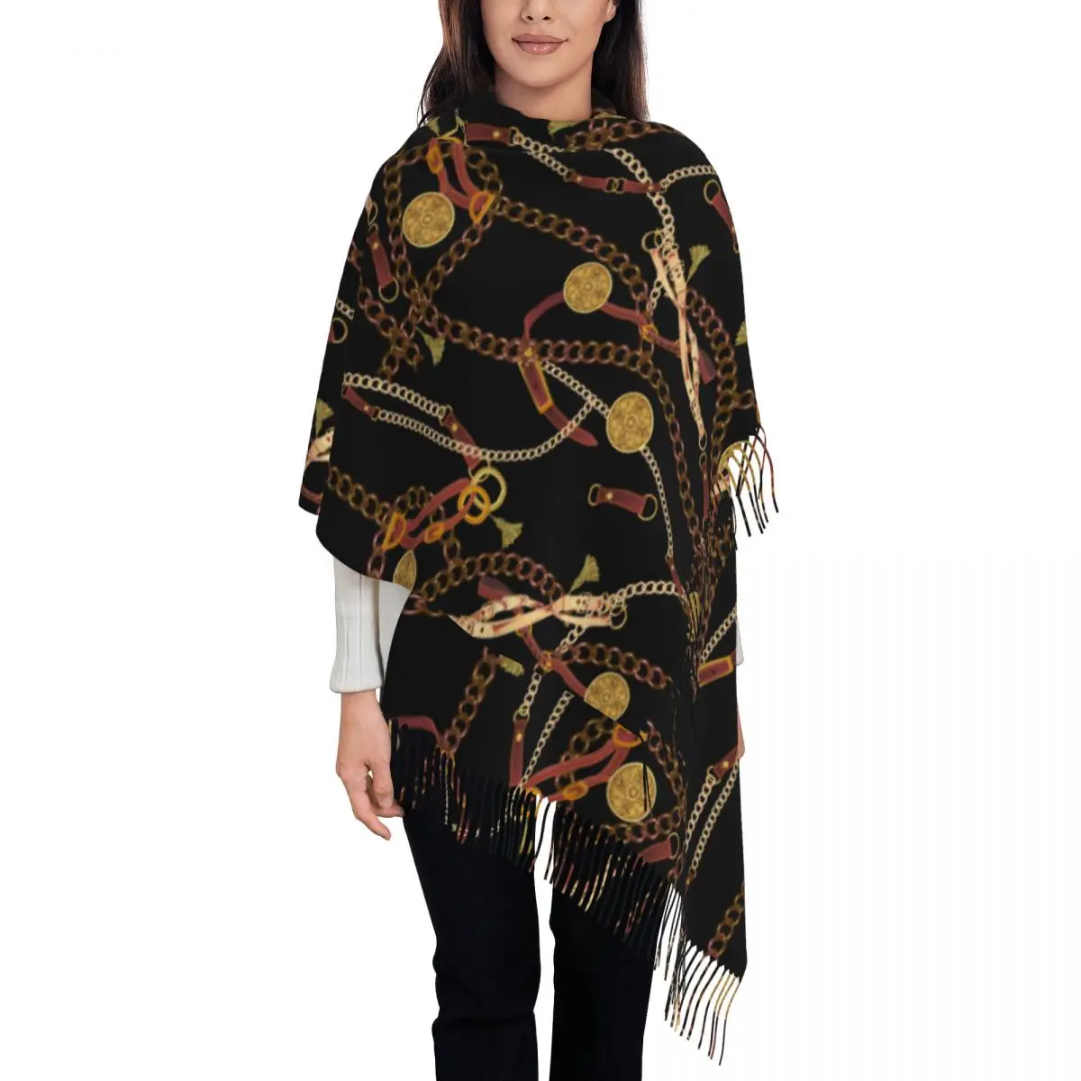 Personalized Printed Tassel Belt Chain Mix Long Pile Fringe Men Scarf Women'S Anti Chill Scarf
Personalized Printed Tassel Belt Chain Mix Long Pile Fringe Men Scarf Women'S Anti Chill Scarf