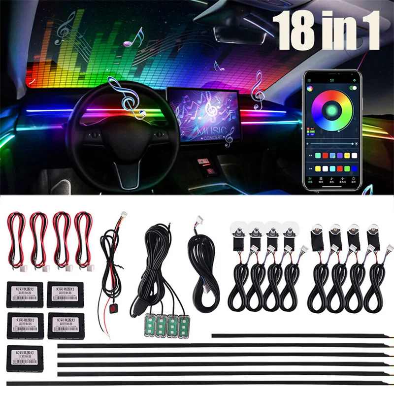 18 In 1 Full Color Streamer Car Ambient Lights RGB 64 Color Universal LED Interior Hidden Acrylic Strip Symphony Atmosphere Lamp
18 In 1 Full Color Streamer Car Ambient Lights RGB 64 Color Universal LED Interior Hidden Acrylic Strip Symphony Atmosphere Lamp