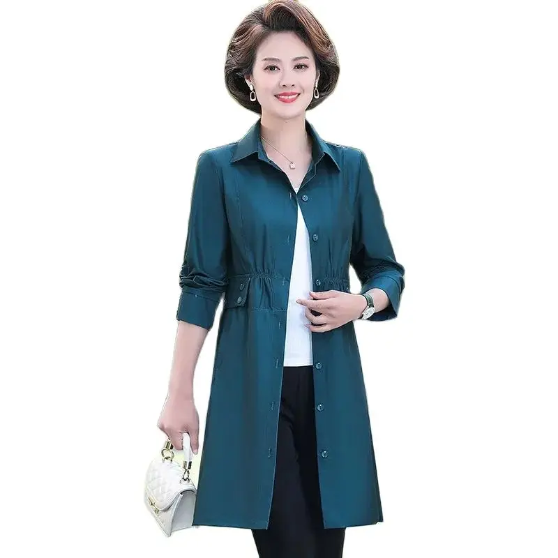New Mom Spring And Autumn Thin Trench Coat Long Fashion Coat Middle-aged And Elderly Women's Shirt Collar Solid Color Coat Woman
New Mom Spring And Autumn Thin Trench Coat Long Fashion Coat Middle-aged And Elderly Women's Shirt Collar Solid Color Coat Woman