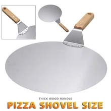 Kitchen Pizza Peel Shovel Paddle Stainless Steel Pizza Spatula Pancake Baking Tool With Wood Handle Kitchen Baking Tools