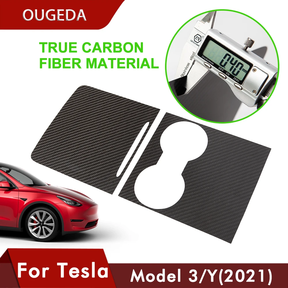

OUGEDA Модный чехол центральной консоли для Tesla Model 3, 2021 натуральное углеродное волокно, центральные аксессуары, панель управления, новинка