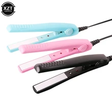 Portable 2 in 1 Mini Hair Perming Hair Styling Appliance Hair Crimper Electric Splint Flat Iron Ceramic Hair Curler & Straighten