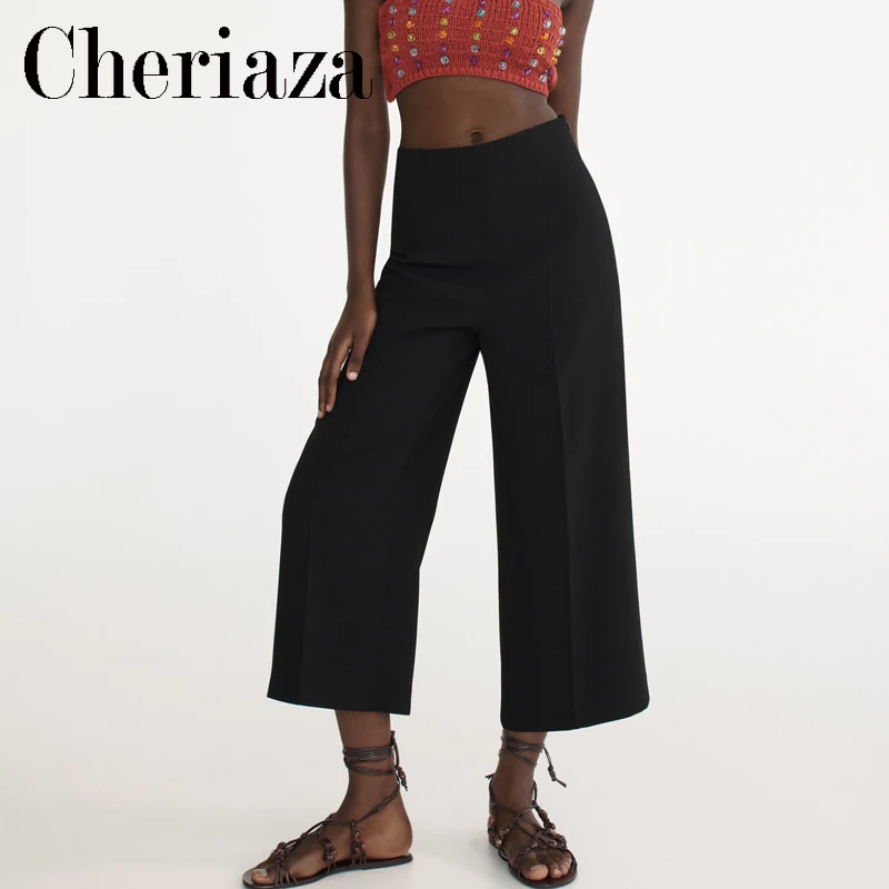 Cheriaza Women Spring Autumn New Black High Waist Casual Wide Leg Pants Solid Color Trousers Female Side Zipper Fashion Pants
Cheriaza Women Spring Autumn New Black High Waist Casual Wide Leg Pants Solid Color Trousers Female Side Zipper Fashion Pants