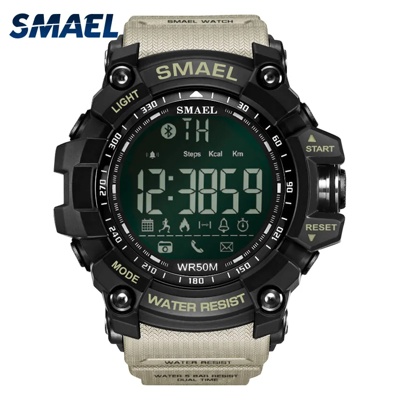 Men Digital Sport Male Clock Smael Brand Kahki Style Bluetooth Link LED Wrist watches mens Chronograph Auto Date Watches 1617B
Men Digital Sport Male Clock Smael Brand Kahki Style Bluetooth Link LED Wrist watches mens Chronograph Auto Date Watches 1617B