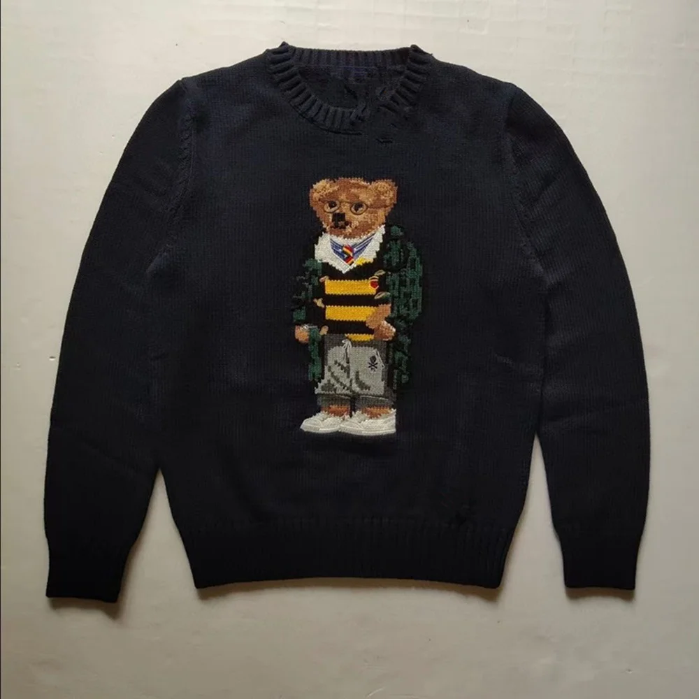 Men's round neck sweater, cotton bear embroidery, autumn and winter casual wear, long-sleeved top, new in 2022
Men's round neck sweater, cotton bear embroidery, autumn and winter casual wear, long-sleeved top, new in 2022