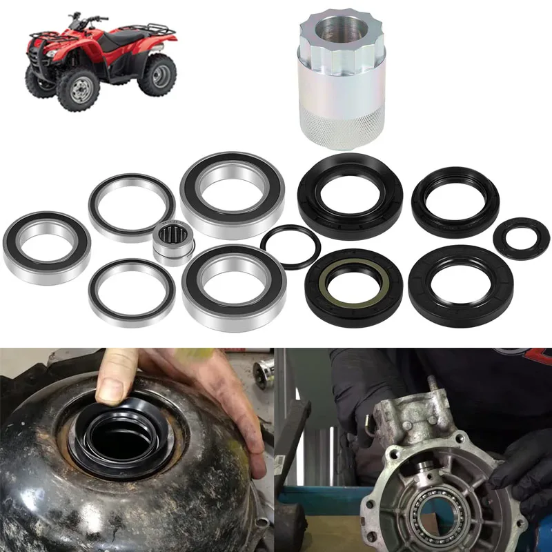 Rear Differential Rear Axle Bearing & Seal Kit with Pinion Nut Socket Tool for Honda TRX 420 Rancher ATVs Four-Wheeler 2007-2013
Rear Differential Rear Axle Bearing & Seal Kit with Pinion Nut Socket Tool for Honda TRX 420 Rancher ATVs Four-Wheeler 2007-2013