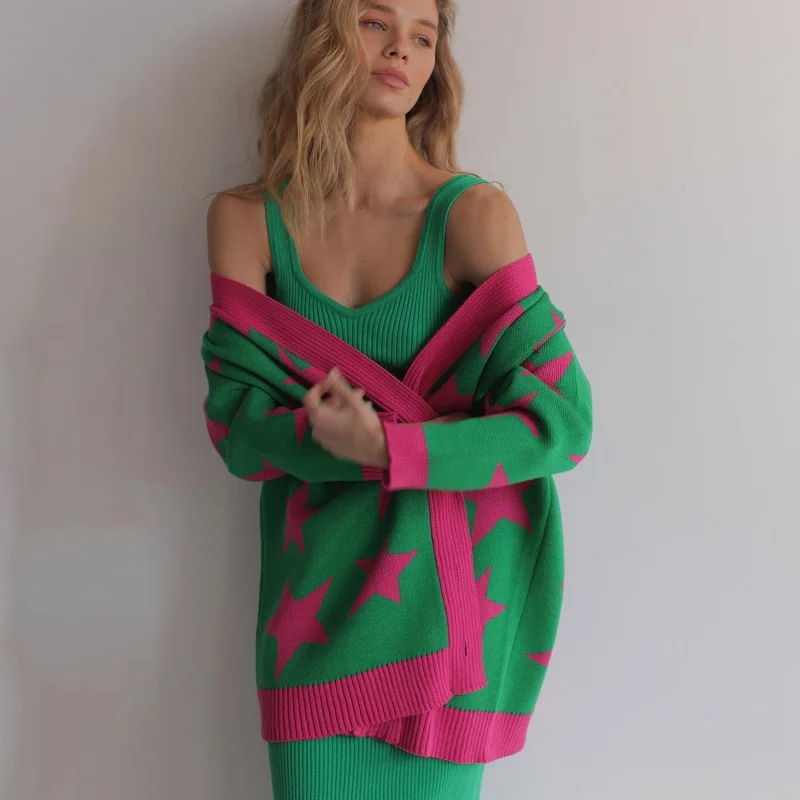 Women Coats V Neck Knitted Cardigan Sweaters Vintage Pentagram Knit Sweaters Autumn Fashion Oversized Long Sleeve Jumper Tops
Women Coats V Neck Knitted Cardigan Sweaters Vintage Pentagram Knit Sweaters Autumn Fashion Oversized Long Sleeve Jumper Tops