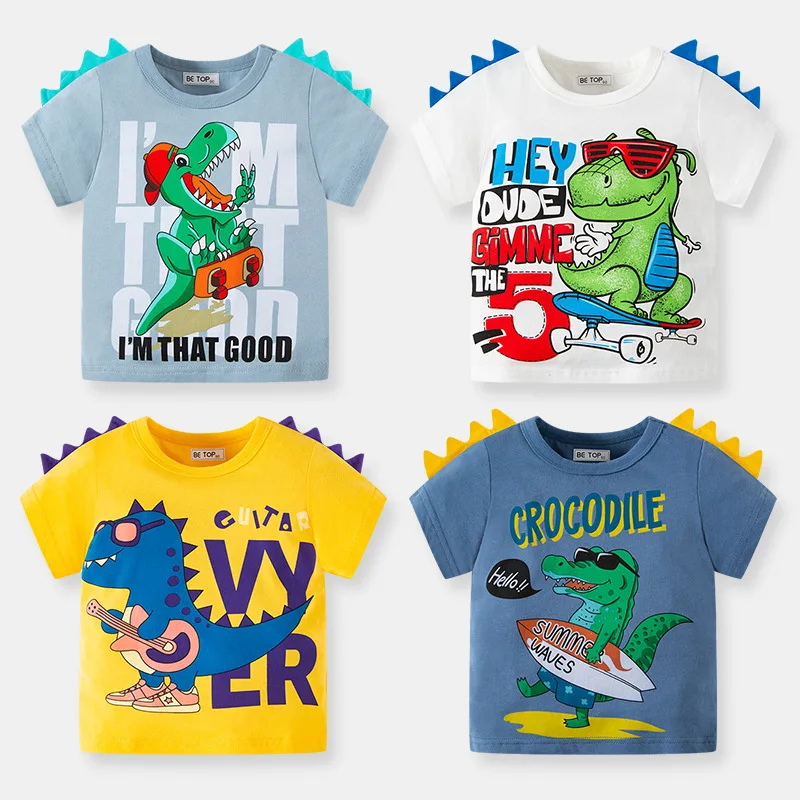 Kids New Summer Boys T-shirt Cartoon Dinosaur Children Cartoon Short Sleeve T-shirt Boys Baby Knitted Top 
Kids New Summer Boys T-shirt Cartoon Dinosaur Children Cartoon Short Sleeve T-shirt Boys Baby Knitted Top