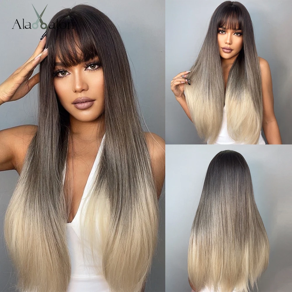 ALAN EATON Long Silky Straight Wigs with Bangs Dark Brown Blonde Synthetic Wig for Women Daily Cosplay Party Heat Resistant
ALAN EATON Long Silky Straight Wigs with Bangs Dark Brown Blonde Synthetic Wig for Women Daily Cosplay Party Heat Resistant