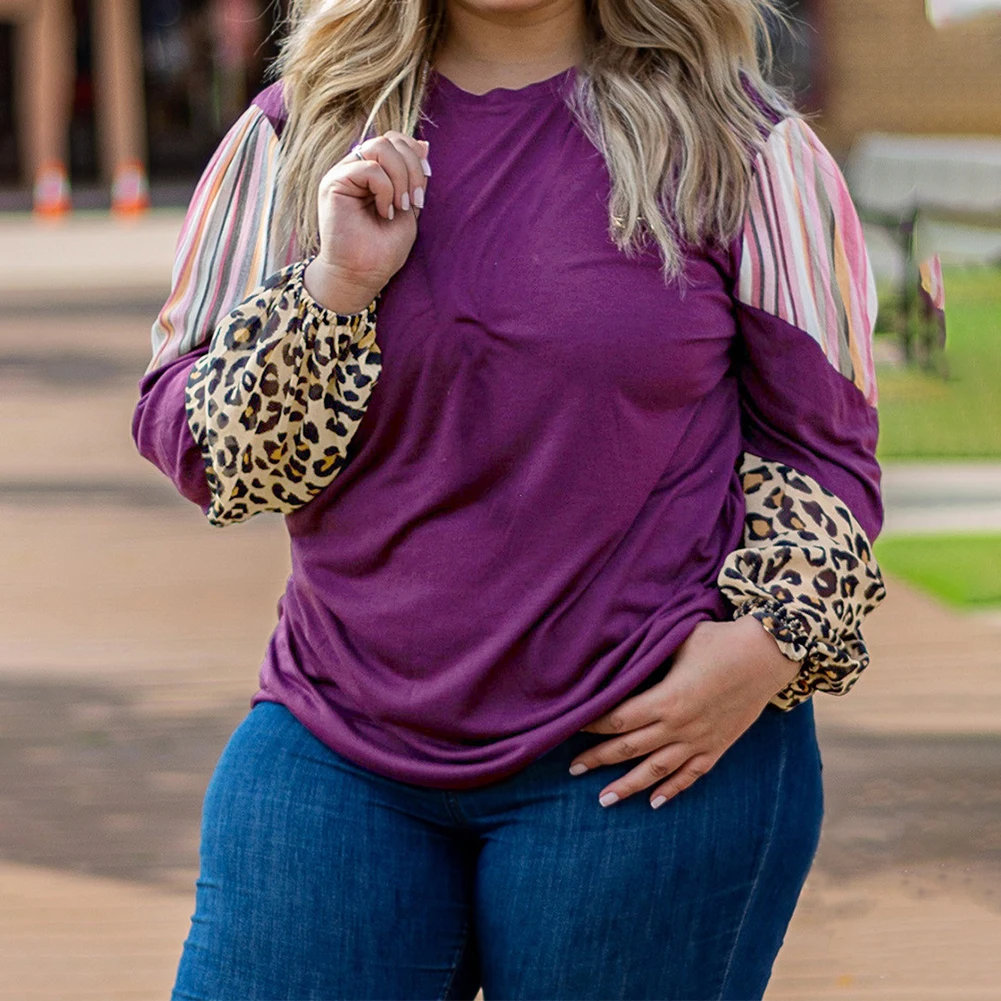Autumn And Winter New Ladies Round O-Neck Casual Loose Shirt Leopard Striped Color Block Plus Size Long Sleeve Top XL-4XL 5XL
Autumn And Winter New Ladies Round O-Neck Casual Loose Shirt Leopard Striped Color Block Plus Size Long Sleeve Top XL-4XL 5XL