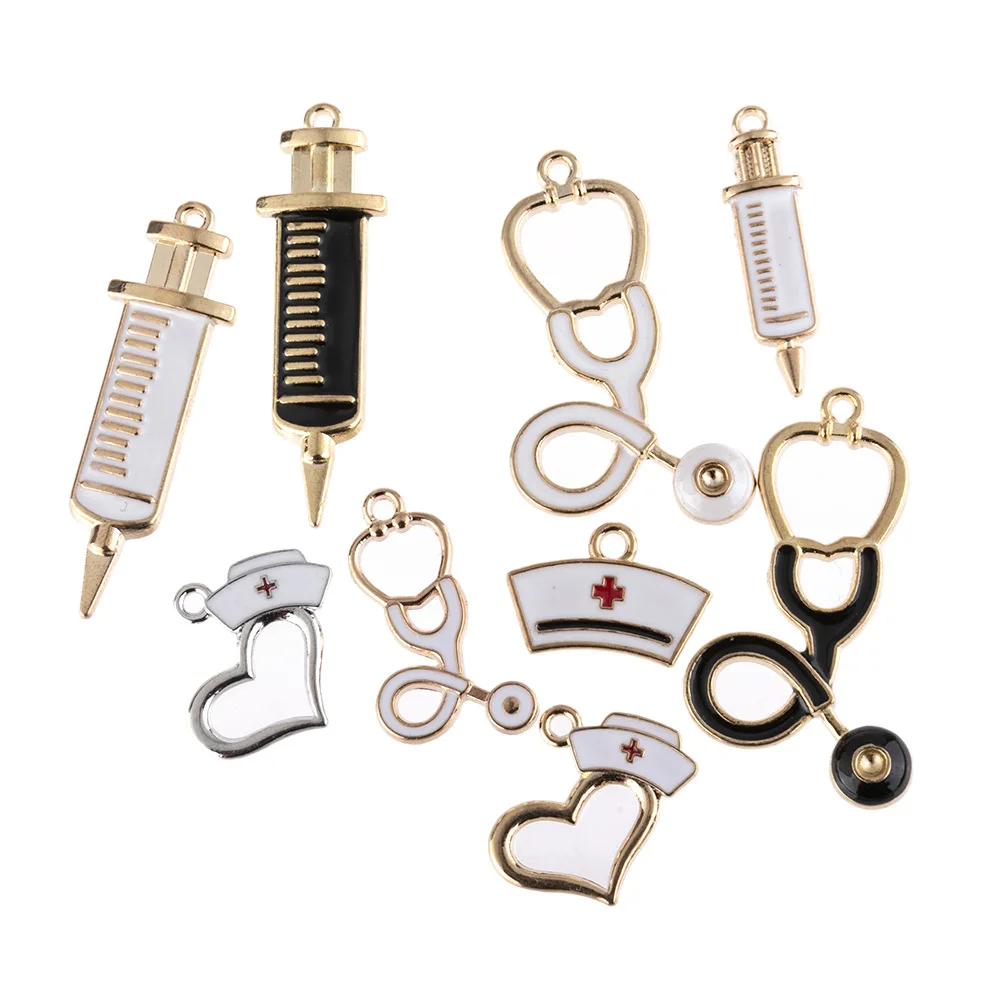 10pcs Doctor Nurse New Arrive Diy Handmade Accessories Mini Syringe Stethoscope Nurse's Hat Pendant Necklace Earrings
10pcs Doctor Nurse New Arrive Diy Handmade Accessories Mini Syringe Stethoscope Nurse's Hat Pendant Necklace Earrings