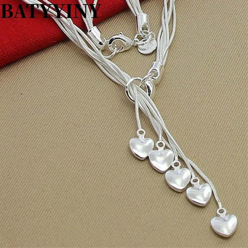 BATYYINY 925 Sterling Silver Five Snake Chain Hearts Necklace For Women Wedding Engagement Fashion Jewelry
BATYYINY 925 Sterling Silver Five Snake Chain Hearts Necklace For Women Wedding Engagement Fashion Jewelry