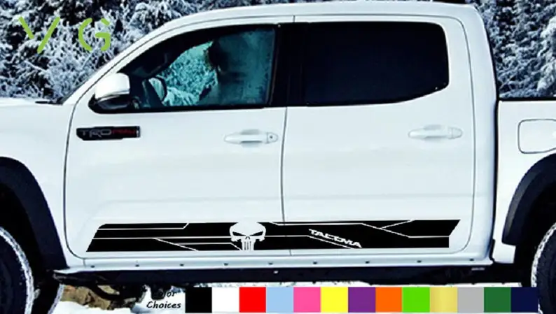 Виниловый боковой Стикер с черепом для Toyota Tacoma Punisher, графический комплект x2 любого цвета
Виниловый боковой Стикер с черепом для Toyota Tacoma Punisher, графический комплект x2 любого цвета