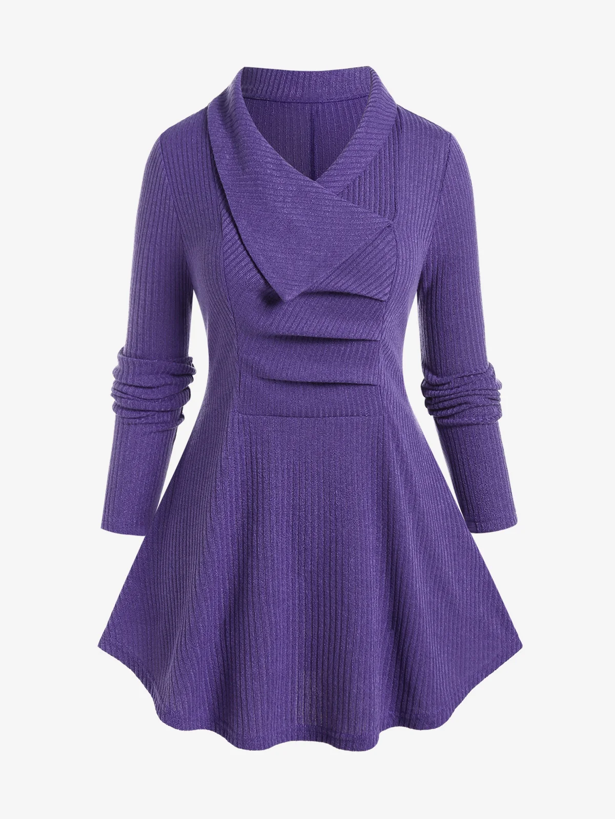 Женский трикотажный свитер в рубчик, с длинным рукавом 
Женский трикотажный свитер в рубчик, с длинным рукавом