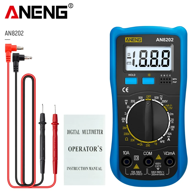 ANENG AN8202 Portable Digital LCD Multimeter Premium Backlight AC/DC Ohm Voltage Ammeter Tester Frequency Capacitor Electronic 
ANENG AN8202 Portable Digital LCD Multimeter Premium Backlight AC/DC Ohm Voltage Ammeter Tester Frequency Capacitor Electronic