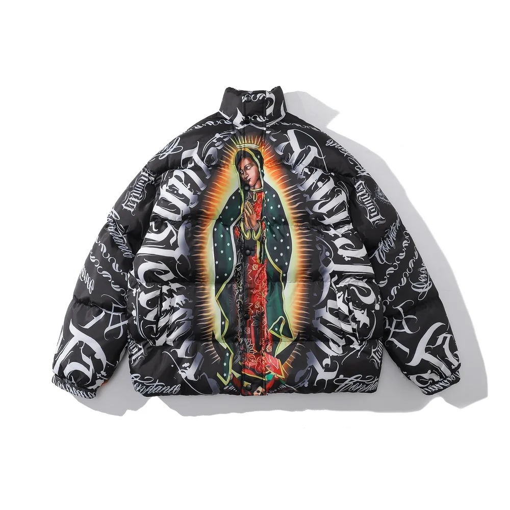 2021 Men Outwear Saint Maiden's Prayer Parka Coat Harajuku Warm Zip Hip Hop Parka Jacket Streetwear Cotton Winter Padded Jacket
2021 Men Outwear Saint Maiden's Prayer Parka Coat Harajuku Warm Zip Hip Hop Parka Jacket Streetwear Cotton Winter Padded Jacket