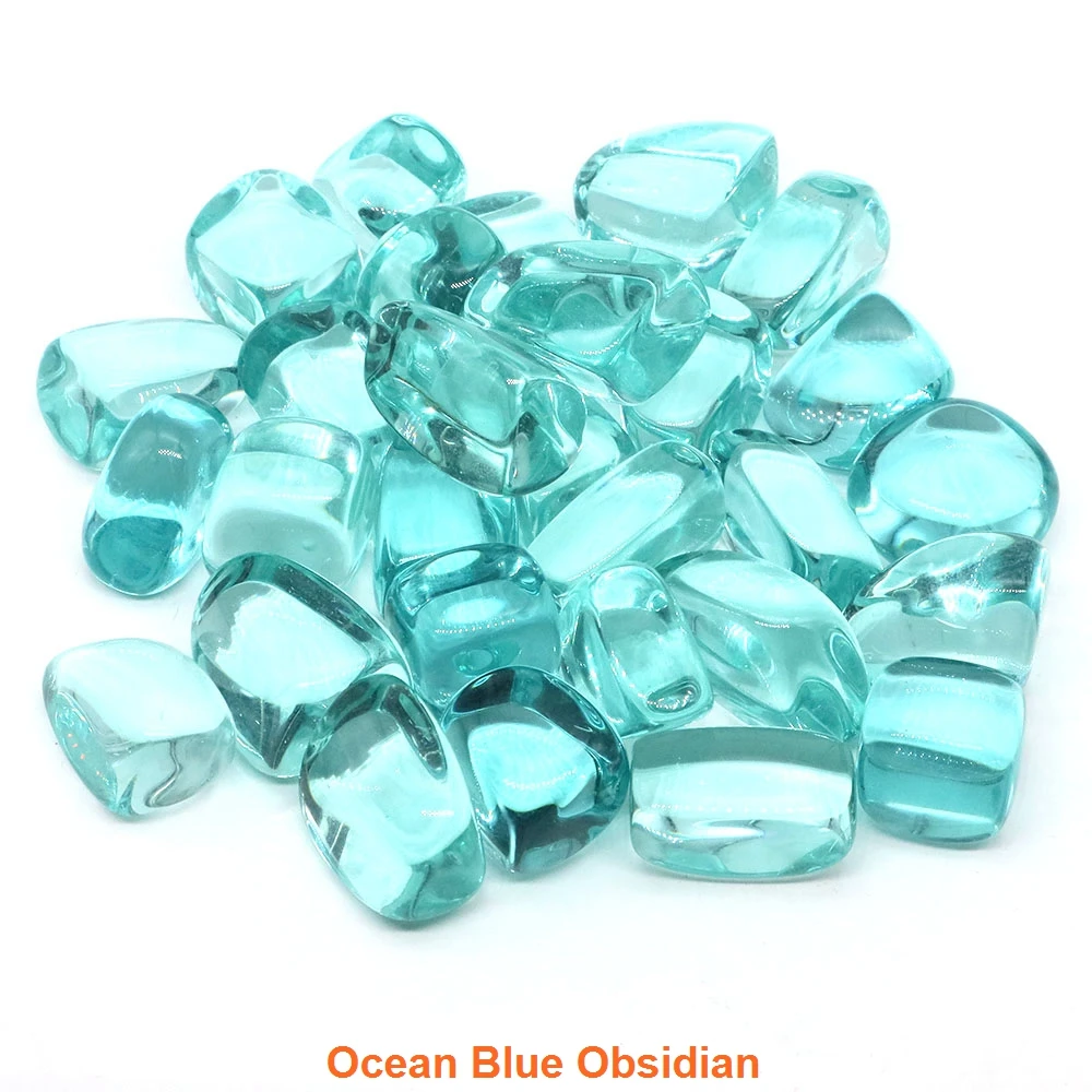 Океанский синий обсидиан, галтованные камни 
Океанский синий обсидиан, галтованные камни