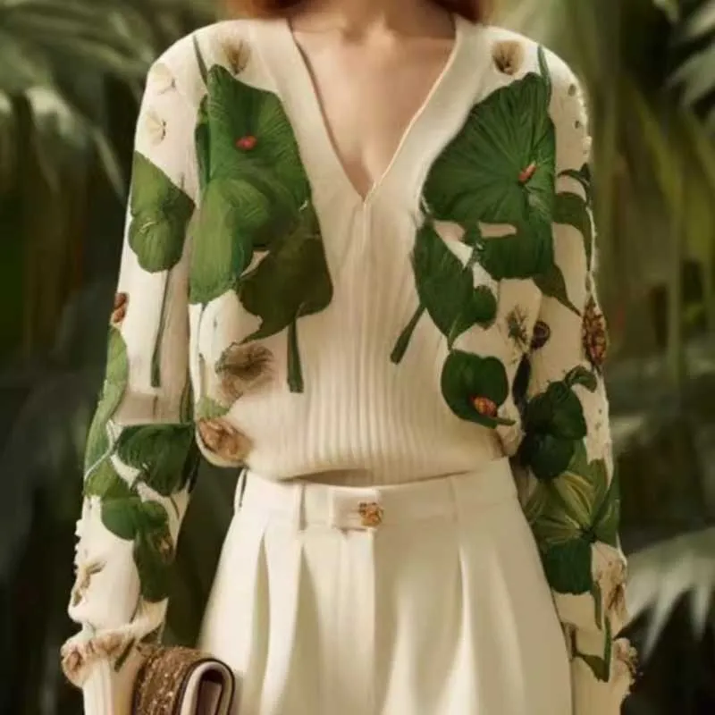 Autumn Winter Landscape Printing Elegant Fashion Sweater Ladies Casual V-neck Pullover Top Knitting Jumper
Autumn Winter Landscape Printing Elegant Fashion Sweater Ladies Casual V-neck Pullover Top Knitting Jumper