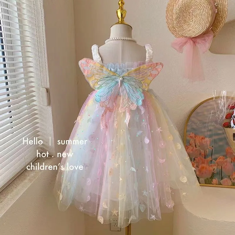 2023 Kids Dress Girl Summer New Dress Rainbow Butterfly Wings Floral Puff Sleeve Dance Performance Mesh Princess Dress Clothes
2023 Kids Dress Girl Summer New Dress Rainbow Butterfly Wings Floral Puff Sleeve Dance Performance Mesh Princess Dress Clothes
