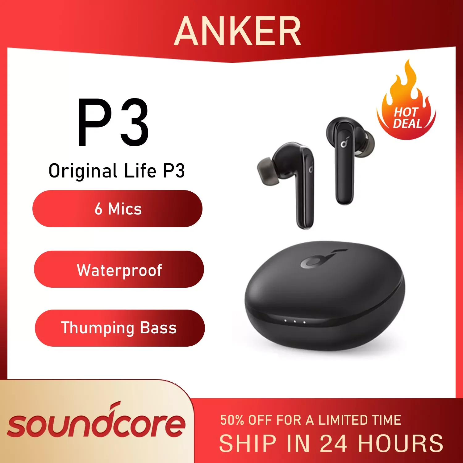 Soundcore Life P3 TWS Noise Cancelling Earbuds by Anker, Thumping Bass, 6 Mics for Clear Calls, Multi Mode Noise Cancelling
Soundcore Life P3 TWS Noise Cancelling Earbuds by Anker, Thumping Bass, 6 Mics for Clear Calls, Multi Mode Noise Cancelling