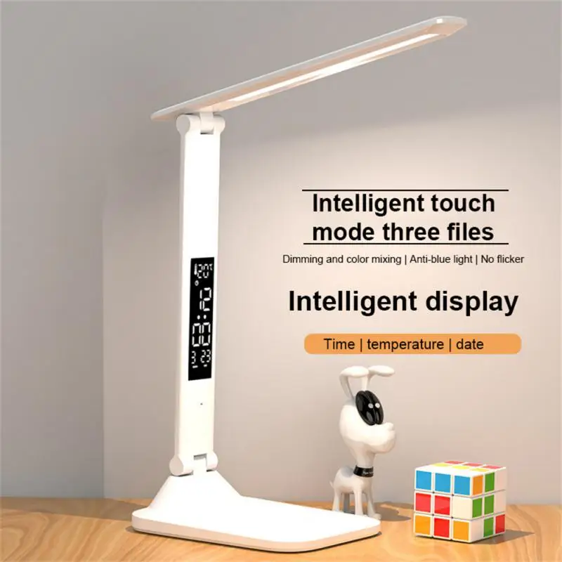 LED Desk Lamp USB Dimmable Touch Foldable Table Lamp with Calendar Temperature Clock Night Light for Study Reading Lamp
LED Desk Lamp USB Dimmable Touch Foldable Table Lamp with Calendar Temperature Clock Night Light for Study Reading Lamp