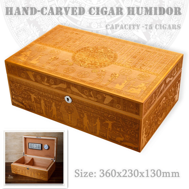 360x230x130mm Hand-carved Cedar Wood Cigar Humidor Cool Quality Cigarette Storage Box Moisturizing Portable Cigar Case Men Gift
360x230x130mm Hand-carved Cedar Wood Cigar Humidor Cool Quality Cigarette Storage Box Moisturizing Portable Cigar Case Men Gift