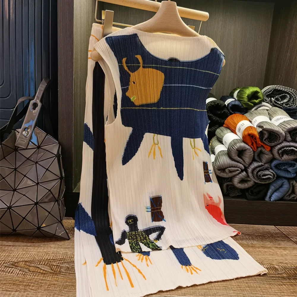 JOCLOTH Miyake Pleated Summer Fashion Simple Print T-shirt and Loose Causel Office Ladies Skirt Women's 2 Pieces Sets Clothing
JOCLOTH Miyake Pleated Summer Fashion Simple Print T-shirt and Loose Causel Office Ladies Skirt Women's 2 Pieces Sets Clothing