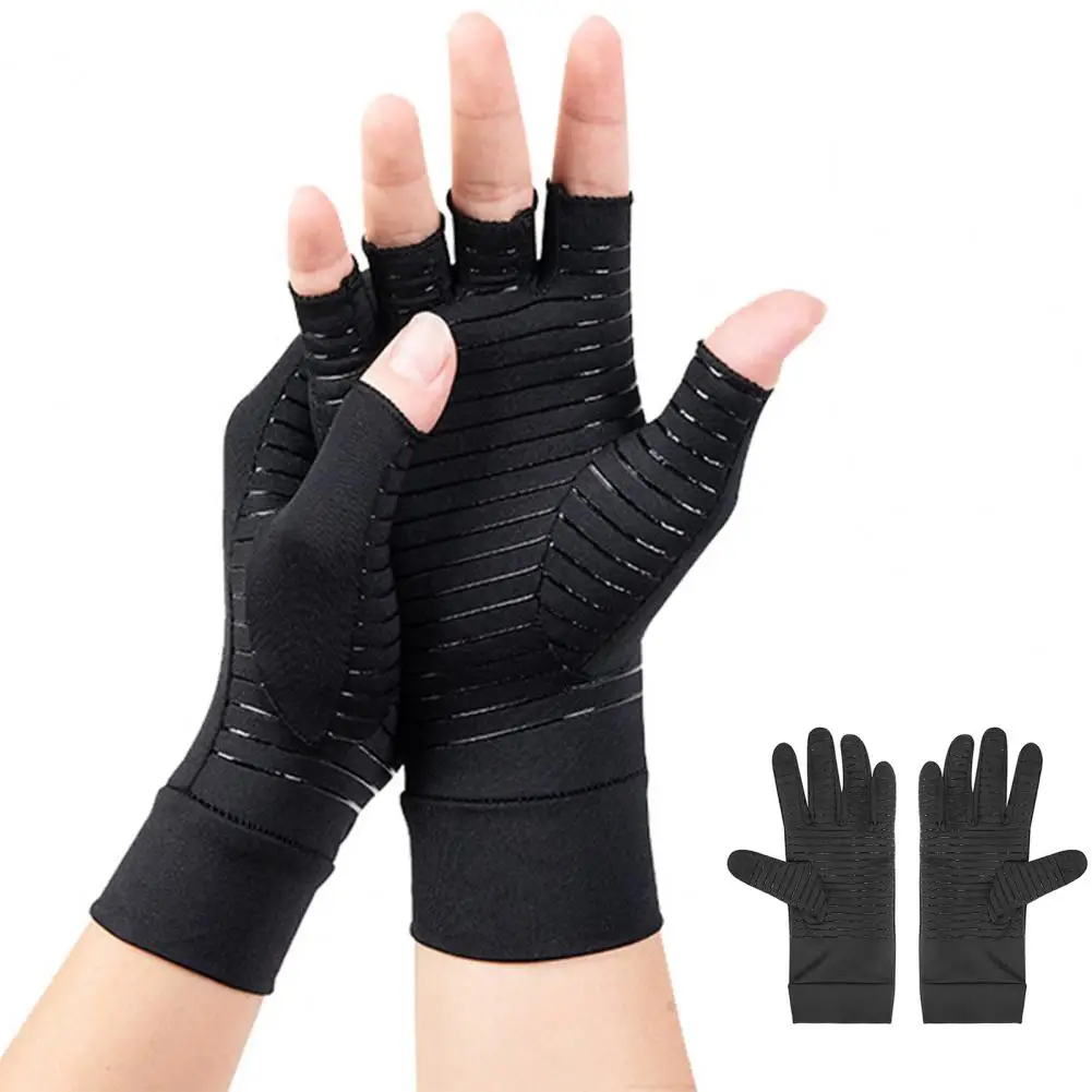 

1 Pair Unisex Fitness Gloves Touch Screen Full Fingers Copper Fiber Solid Color Anti Skid Moisture-wicking Gloves for Riding Run