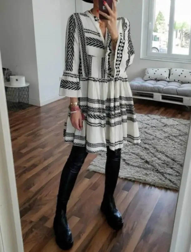 Dresses for Women 2023 Summer New Casual Fashion Commuter V-Neck Flare Sleeve Geometric Print Design Mini Dress Sweet and Fresh
Dresses for Women 2023 Summer New Casual Fashion Commuter V-Neck Flare Sleeve Geometric Print Design Mini Dress Sweet and Fresh