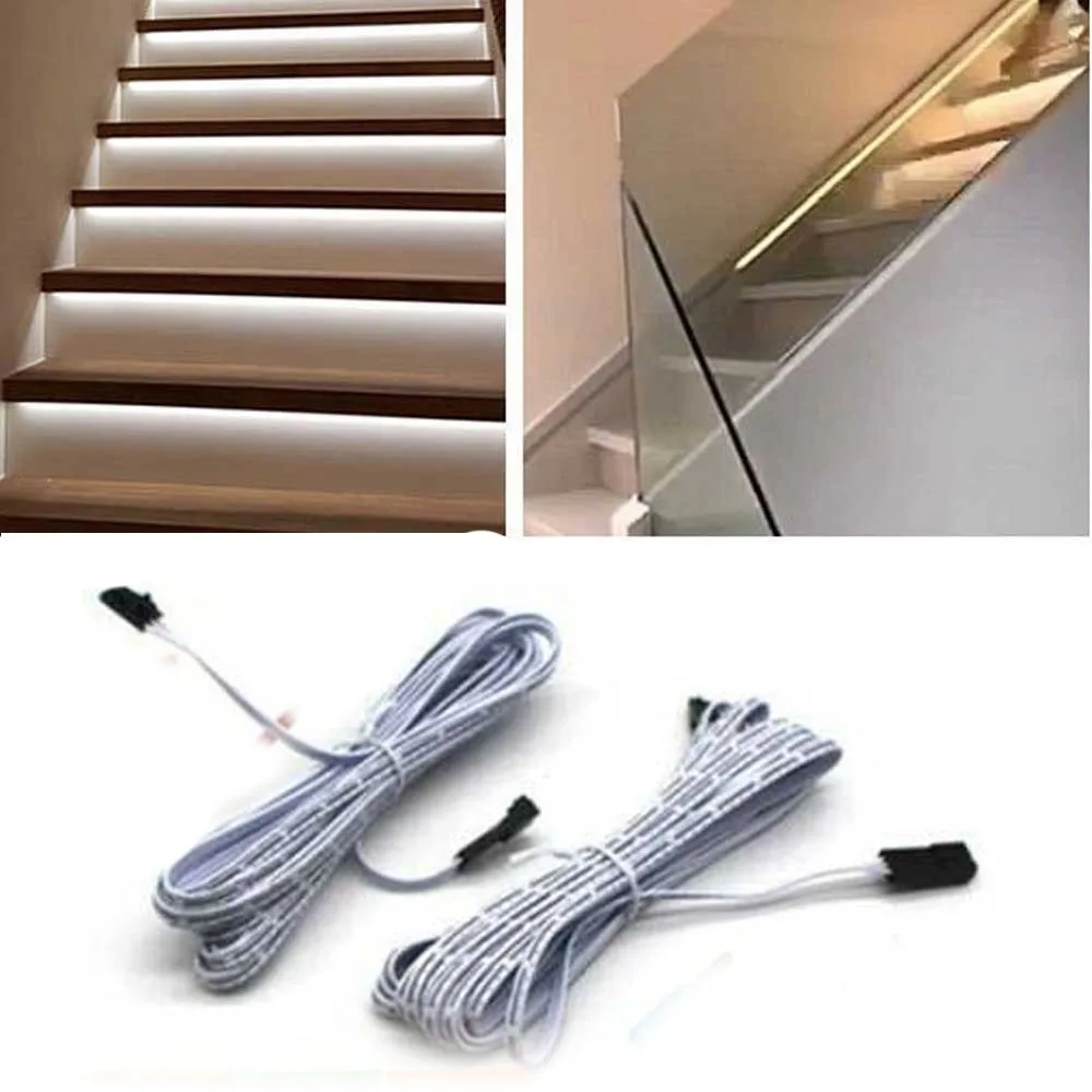 

2pcs Extension Cord Motion Sensor Stair Light Automatic Stairway Controller Light Extension Cord 5M Length Home Light Parts