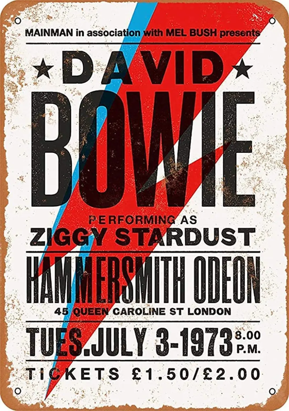 David Bowie in London Vintage Tin Sign Art Iron Painting Rusty Poster Decoration Aluminum plaque
David Bowie in London Vintage Tin Sign Art Iron Painting Rusty Poster Decoration Aluminum plaque