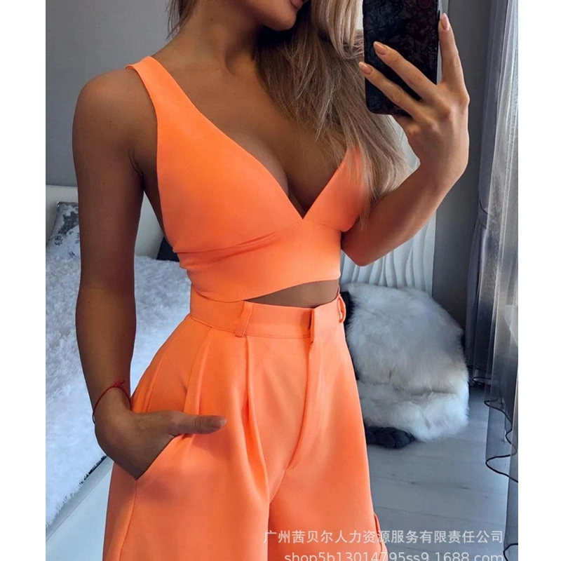 Summer Solid Color Slim Suit Women Sleeveless V-neck Pullover Short High Waist Pocket Straight Shorts Suit Women's 2-Piece Suit
Summer Solid Color Slim Suit Women Sleeveless V-neck Pullover Short High Waist Pocket Straight Shorts Suit Women's 2-Piece Suit