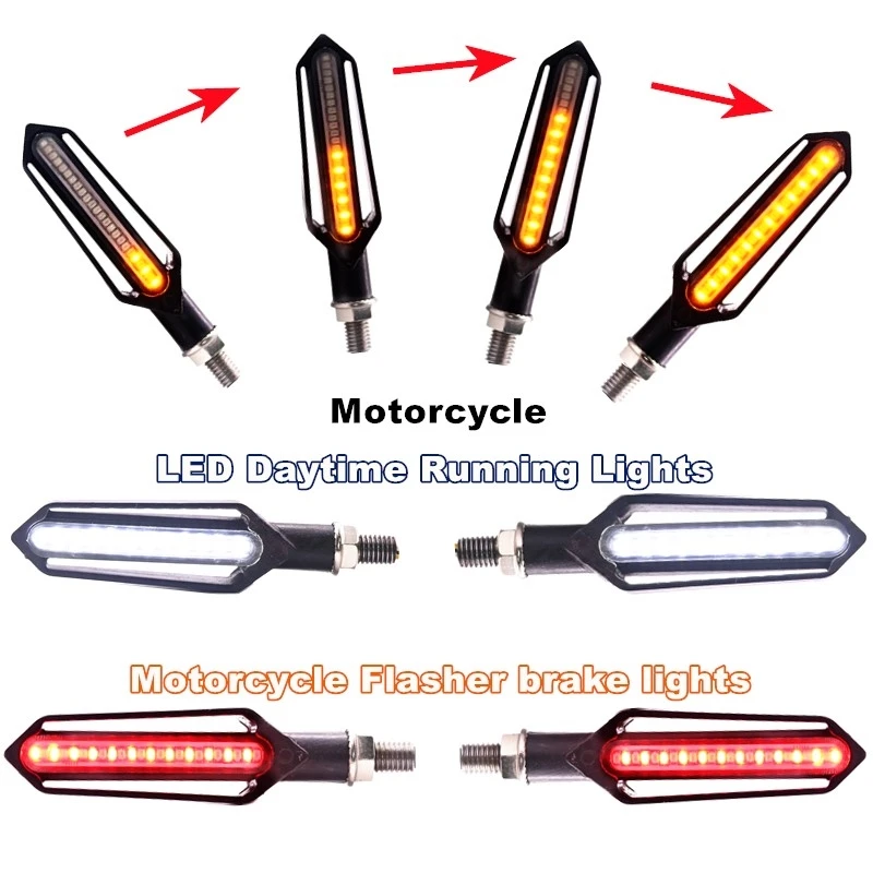 2Pcs LED Motorcycle Turn Signals Flowing Water Tail Light Motorcycle Flasher Light DRL Indicator Light Brake Lamp Led Blinker
2Pcs LED Motorcycle Turn Signals Flowing Water Tail Light Motorcycle Flasher Light DRL Indicator Light Brake Lamp Led Blinker