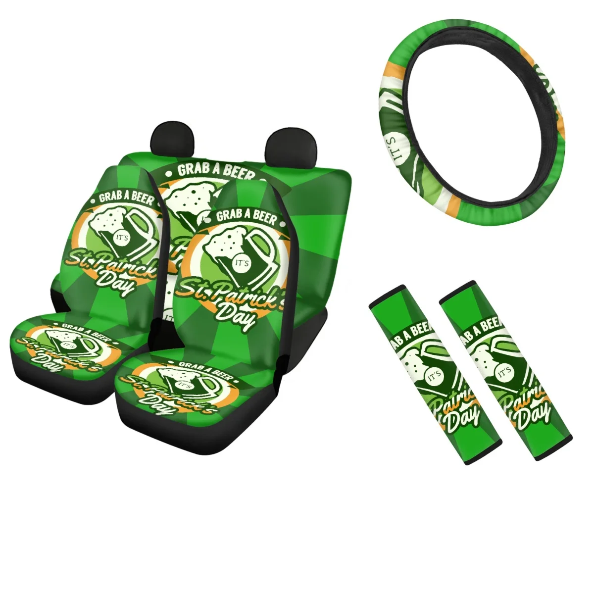 Универсальный чехол на переднее и заднее сиденье автомобиля, чехол на руль с принтом на тему Дня Святого Патрика для фургона, защитные аксессуары для ремня безопасности
Универсальный чехол на переднее и заднее сиденье автомобиля, чехол на руль с принтом на тему Дня Святого Патрика для фургона, защитные аксессуары для ремня безопасности