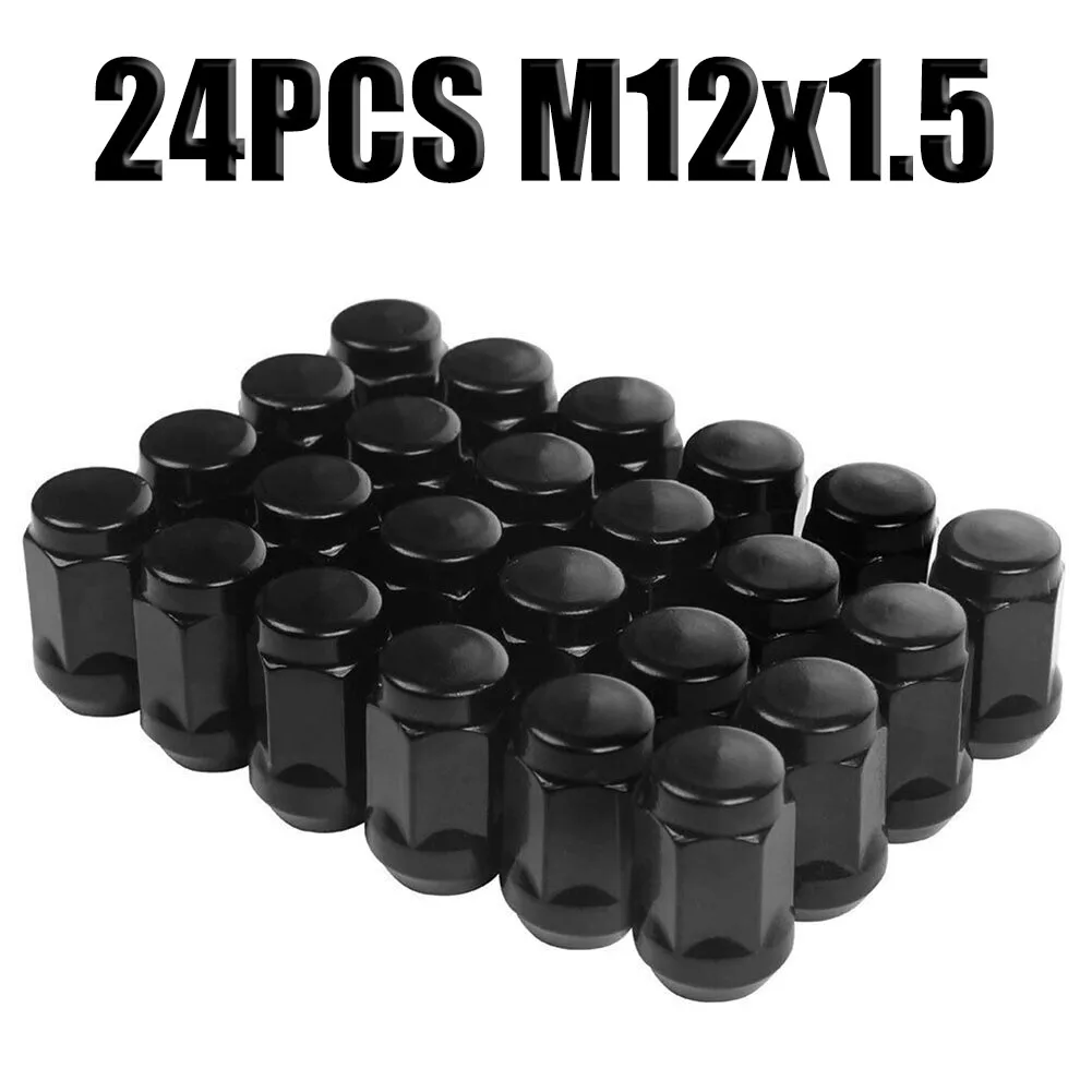 

24PCS M12x1.5 Car Black Wheel Nuts Black Lug Nut Socket For Land Cruiser Prado For Ford Mustang Car Wheel Accessories